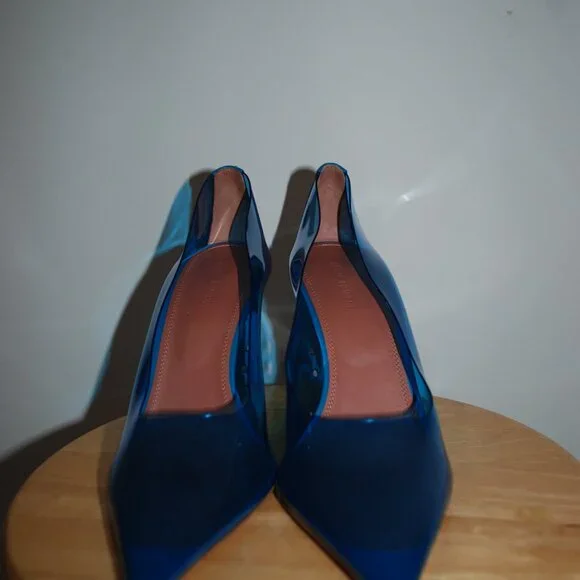 Amina Muaddi Ane PVC Glass 95mm Wedge pumps - Sz 10.5 US / 40.5 EU